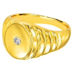 Bague sigillaire en or 18 carats avec un diamant naturel de 0,06 carat