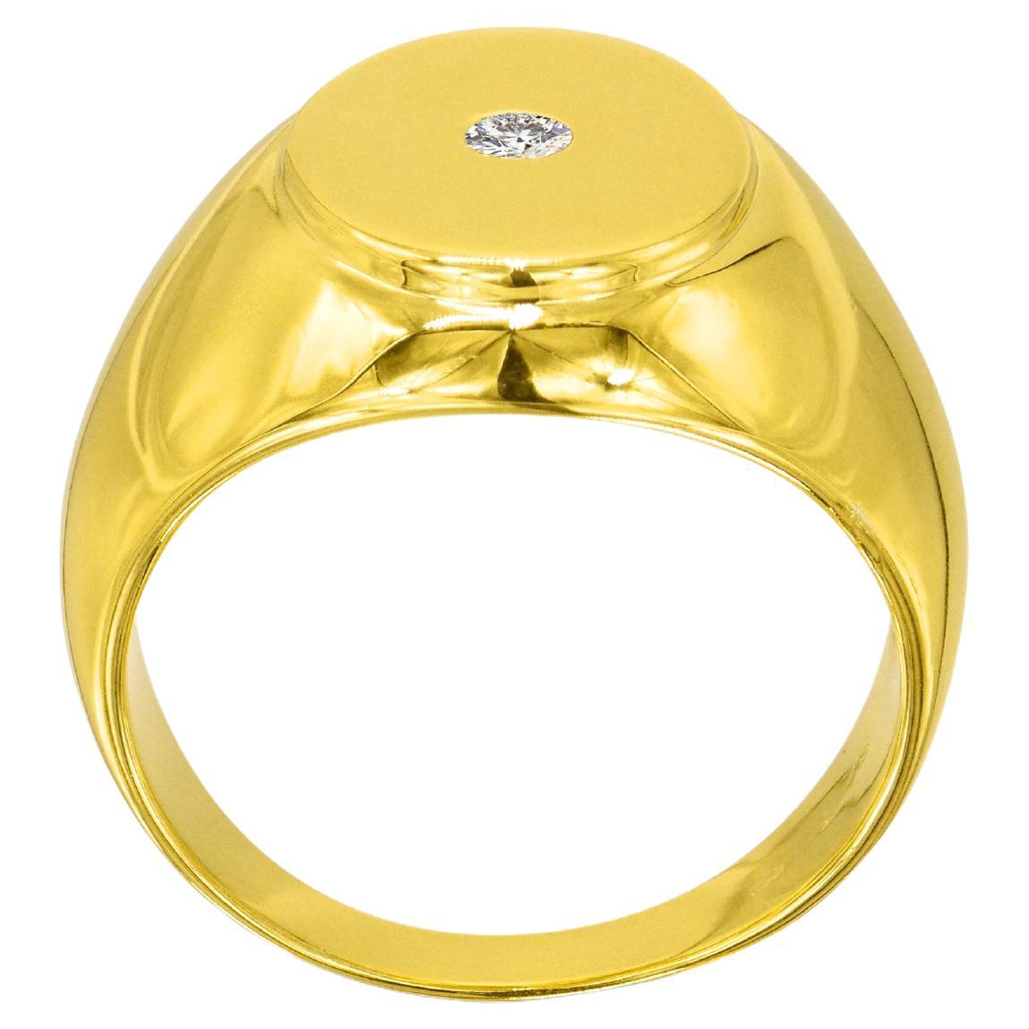 18K Gold filled Signet ring with 0.06 Carat Natural Diamond