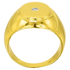 18K Gold filled Signet ring with 0.06 Carat Natural Diamond