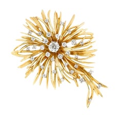 18K Gold “Fireworks” Diamond Brooch 1.85 ctw