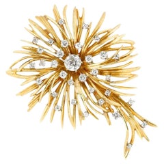 18K Gold “Fireworks” Diamond Brooch 1.85 ctw