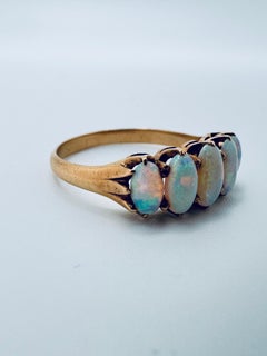18K Gold Five-Stone Opal Ring with Graduated Oval Opals