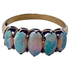 18K Gold Five-Stone Opal Ring with Graduated Oval Opals