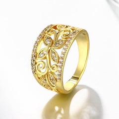 18 Karat Gold Floral Chunky Wedding Band Ring