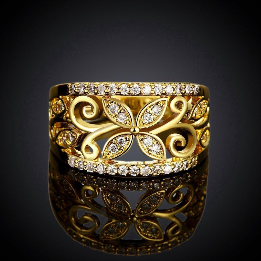 Brilliant Cut 18 Karat Gold Floral Chunky Wedding Band Ring For Sale