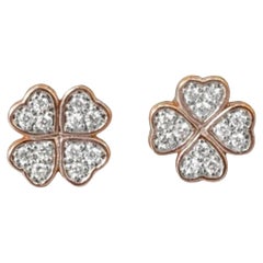 18 Karat Gold Floral Stud Diamant Kleeblatt-Ohrstecker