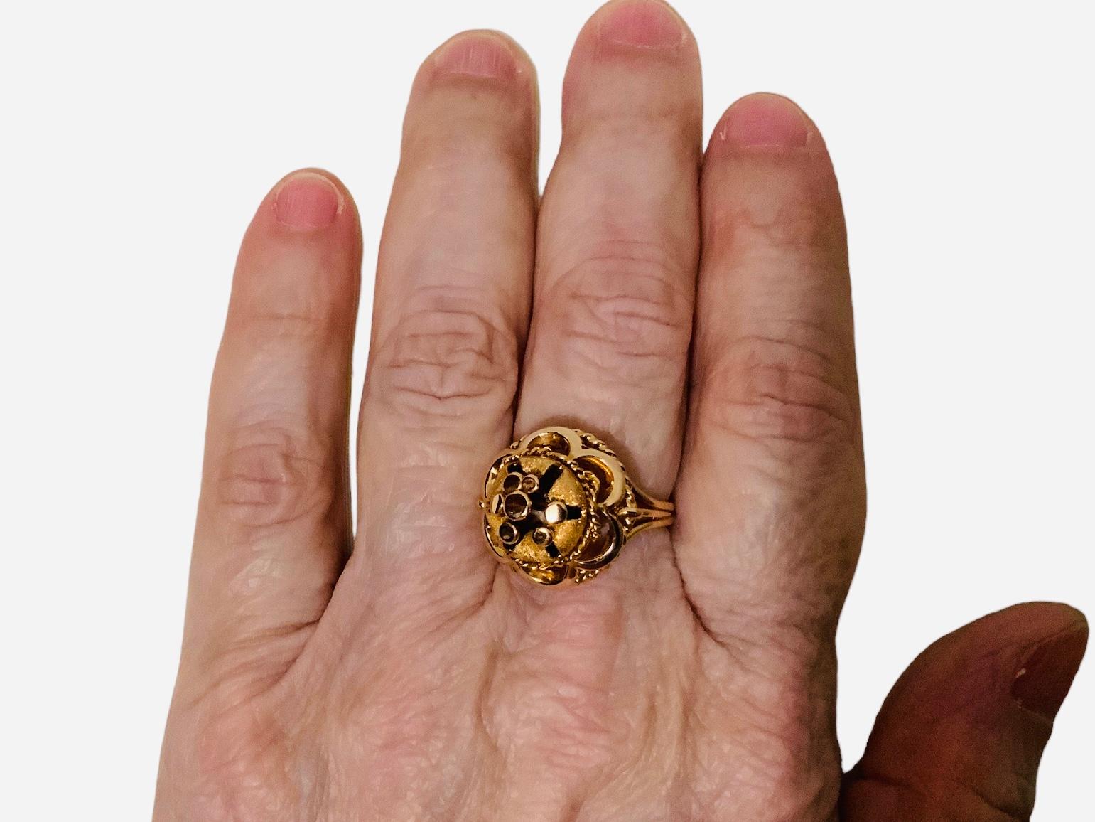 Contemporary 18K Gold Flower Cocktail Ring  For Sale