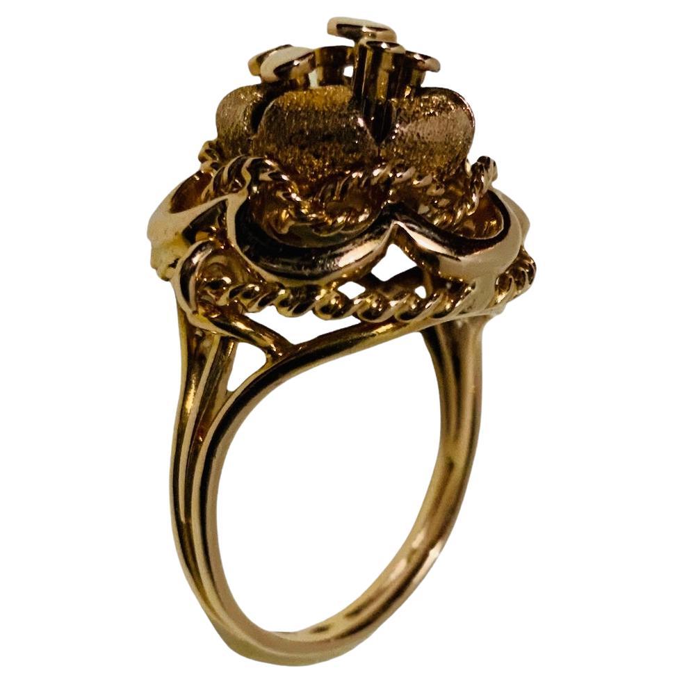 18K Gold Flower Cocktail Ring  For Sale