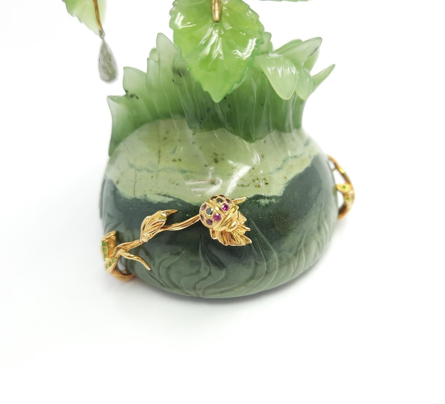 Round Cut 18 Karat Gold Flower Miniature Precious Berries by MOISEIKIN For Sale