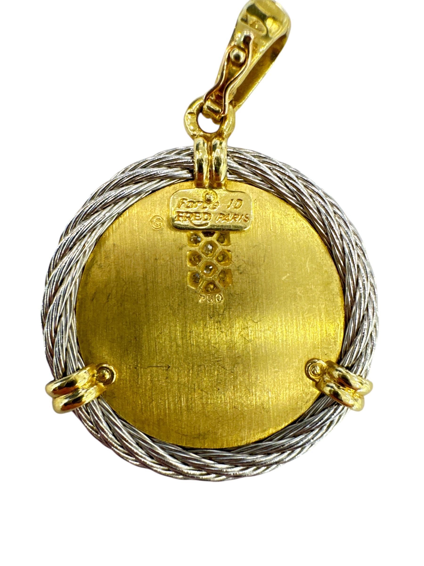 18K Gold -Force 10 Fred Paris Ram head pendant set with earrings For Sale 1