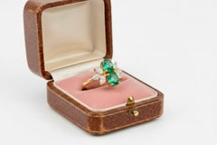 18K Gold forest Green Colombian Emerald and Diamond Cocktail Ring