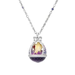 18K Gold Forget-Me-Not Egg Shape Floral Basket Pendant Necklace by MOISEIKIN