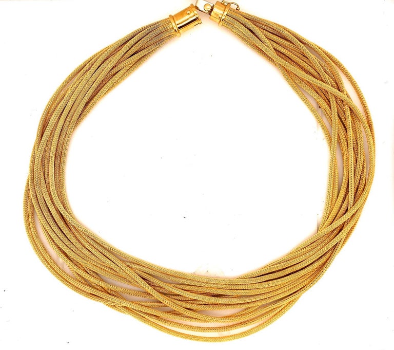 18 Karat Gold Fox Tail Necklace Bracelet Ring Rope Set For Sale at ...