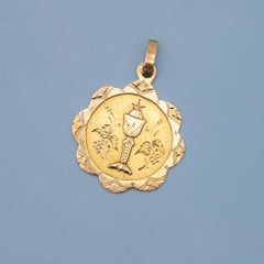 18K gold French Chalice & host charm, rare Antique Catholic - Souvenir communion