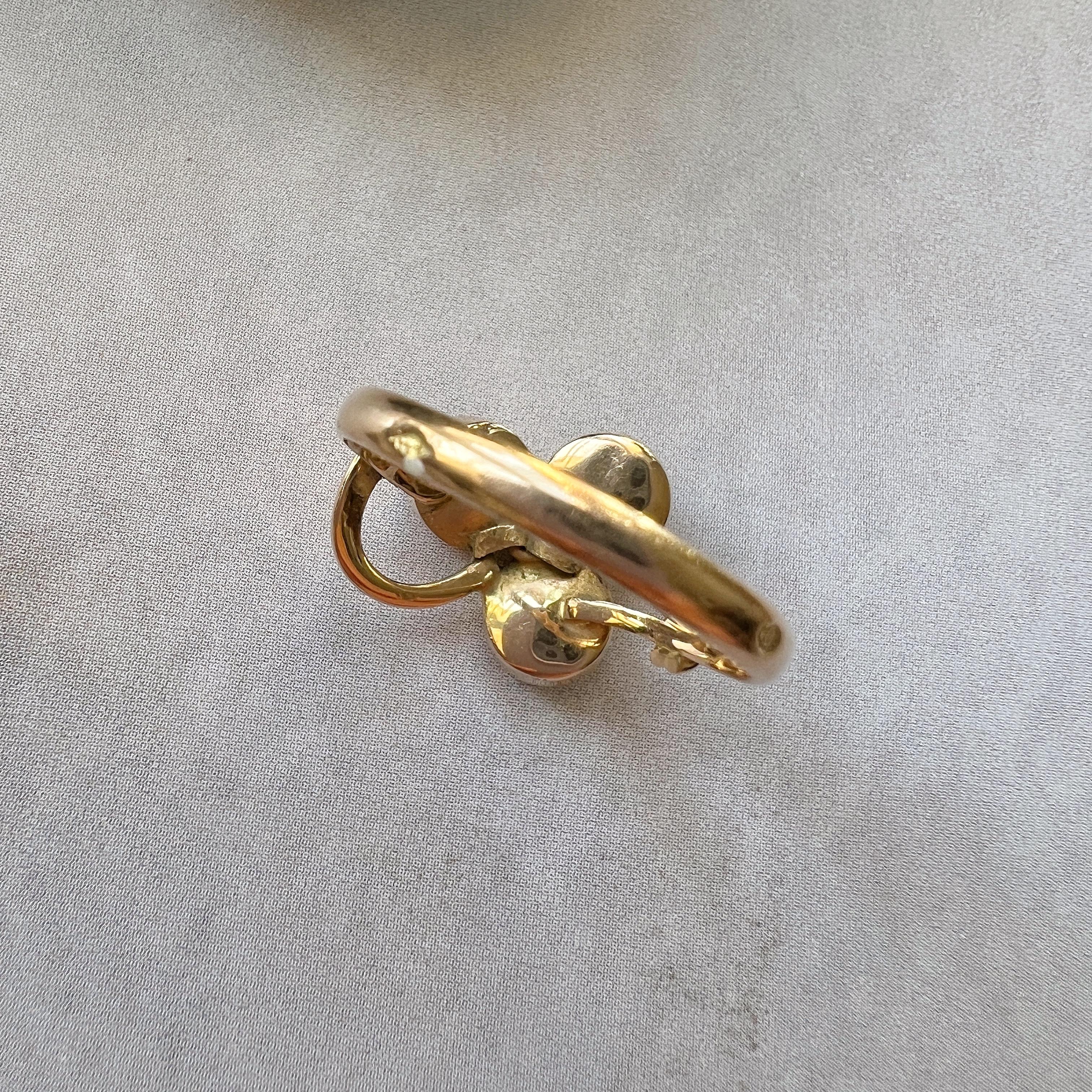 18K gold French Perpignan garnet clover ring 5
