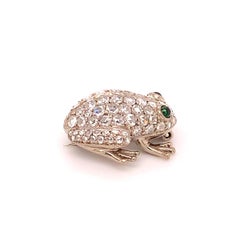 18k Gold Frog Pin Brooch 1.26ct TW Rose Cut Genuine Natural Diamonds '#J4847'
