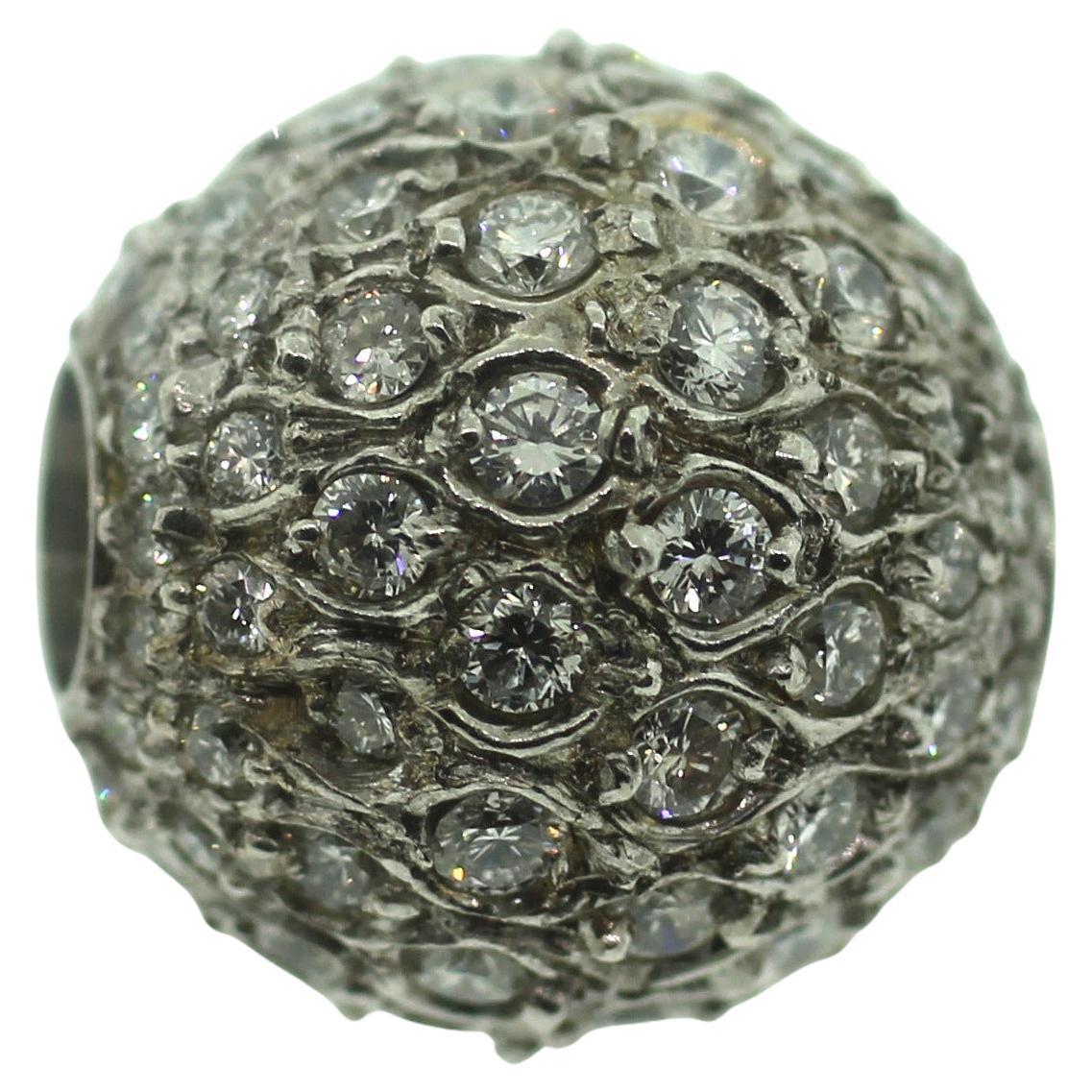 Boucle en or 18K pleine boule 12,5 mm diamants