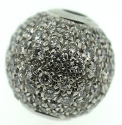 18K Gold Full Ball 12.5 mm Pearl Necklace Diamonds Clasp