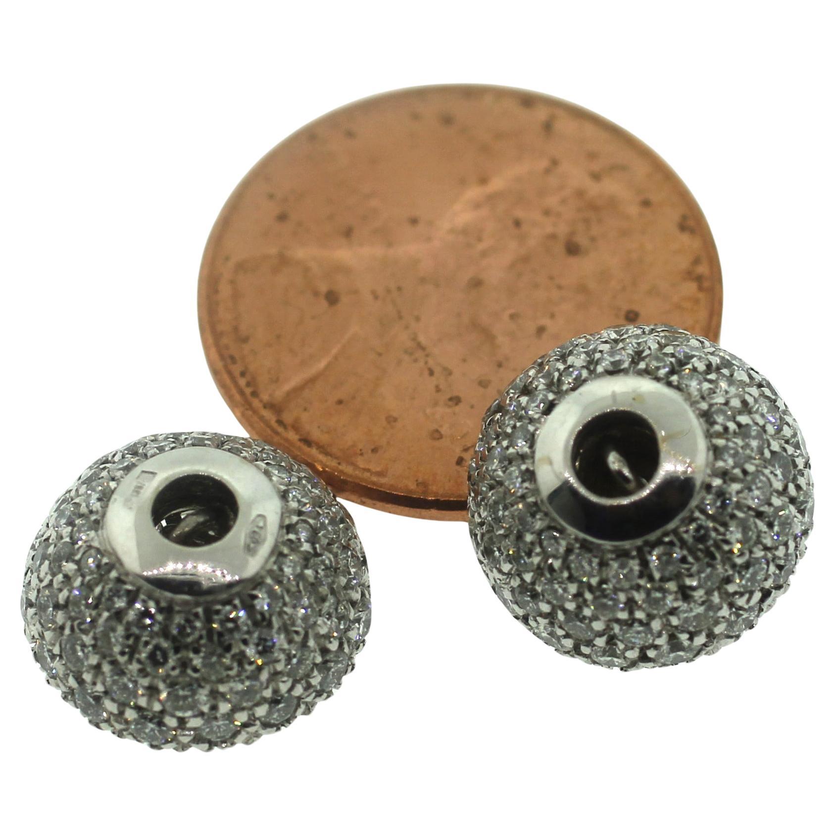 18 Karat Gold Vollkugel 12,5 mm Perlenkette Diamant-Verschluss (Brillantschliff) im Angebot