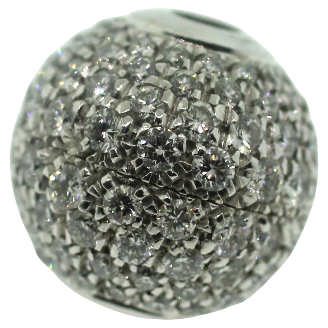 18 Karat Gold Vollkugel 12,5 mm Perlenkette Diamant-Verschluss im Angebot