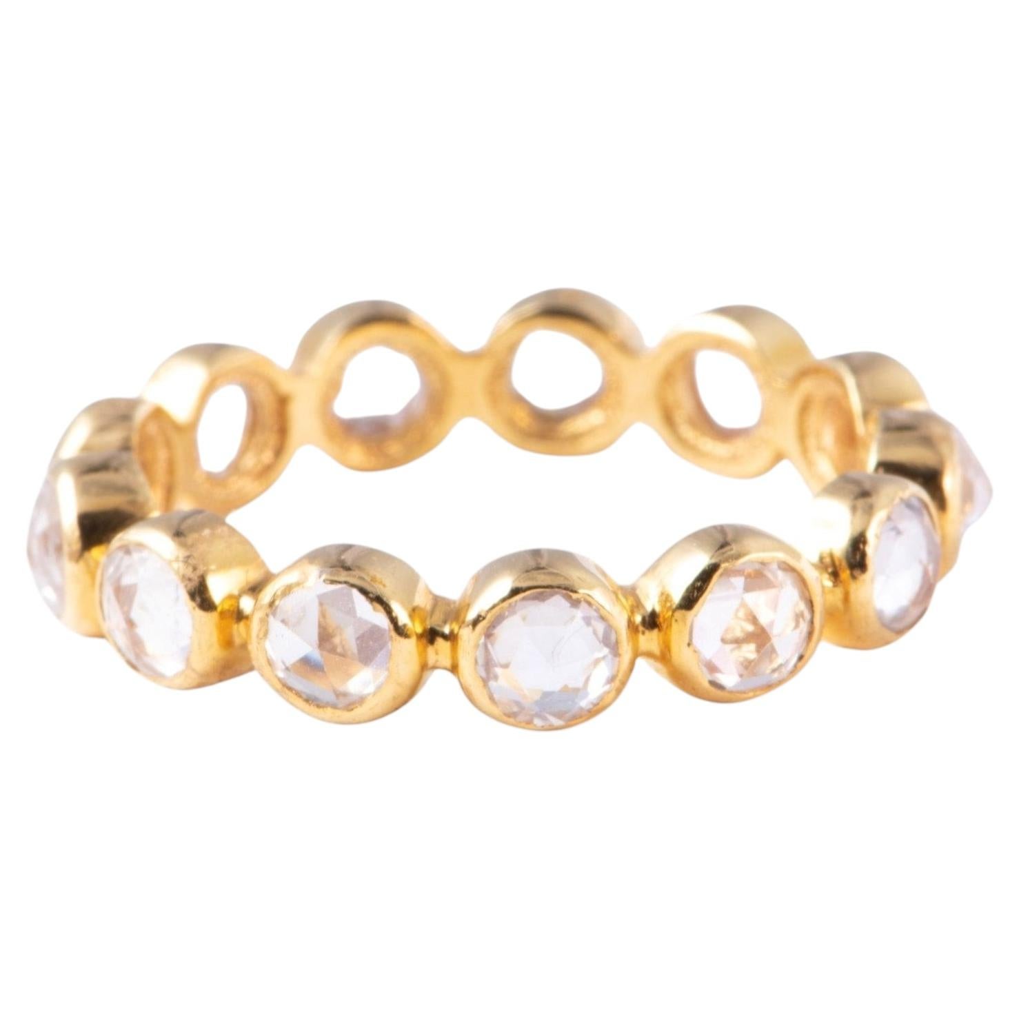 18K Gold Full Eternity Wedding Band with Rose Cut White Sapphire AD1655