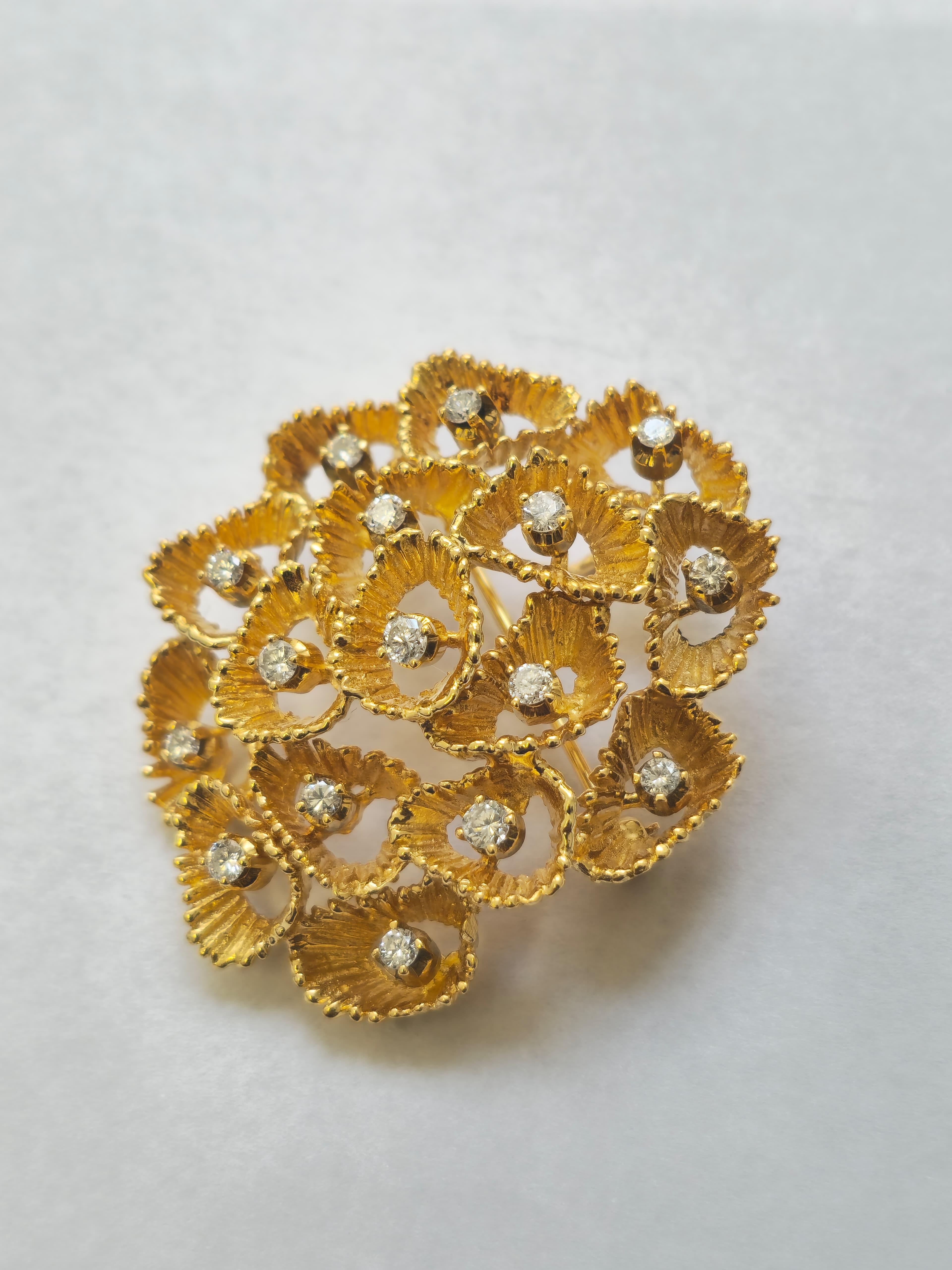 18k Gold Full Set: Ring, Earrings, Pendant/Pin For Sale 7