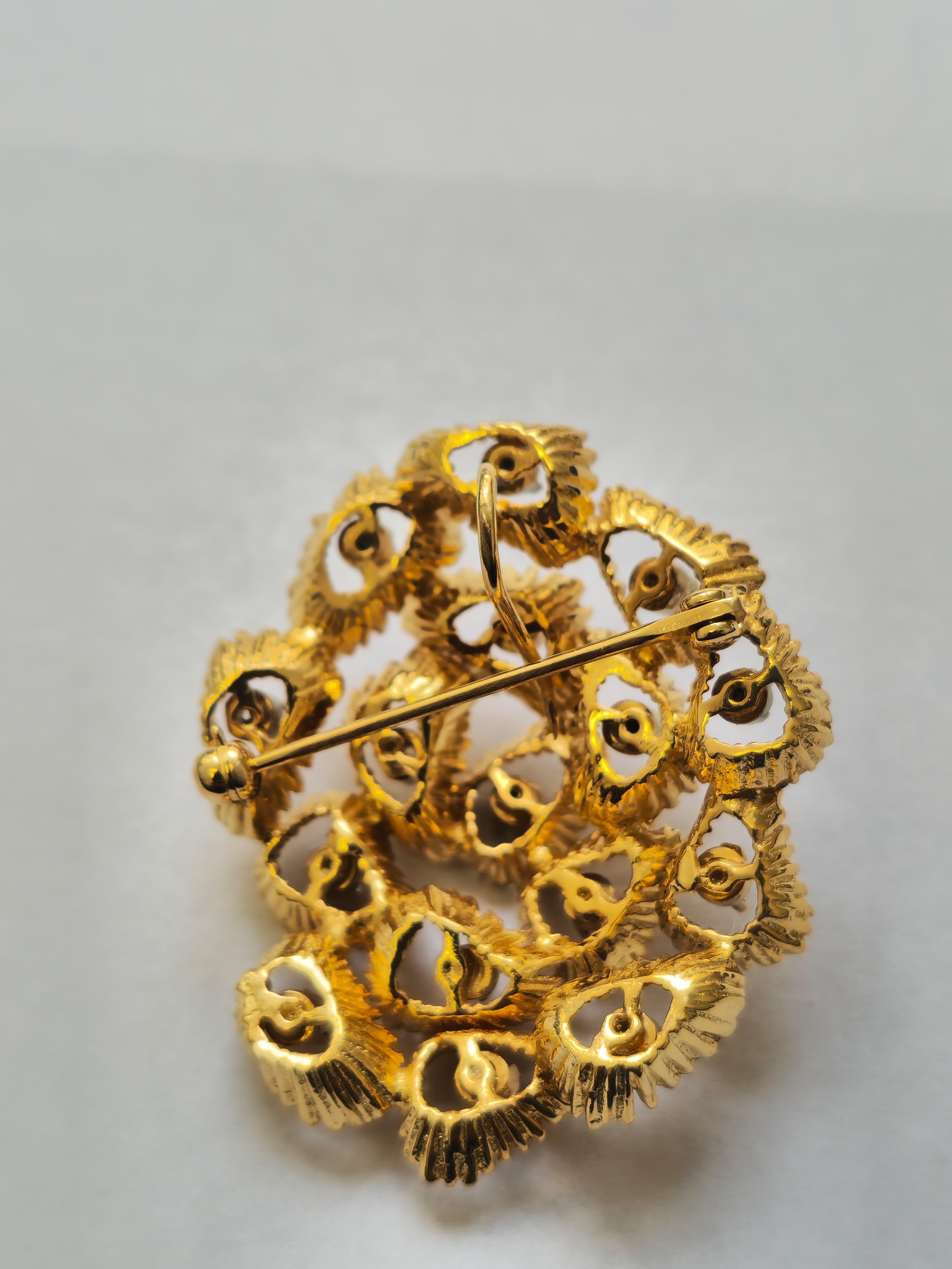 18k Gold Full Set: Ring, Earrings, Pendant/Pin For Sale 8
