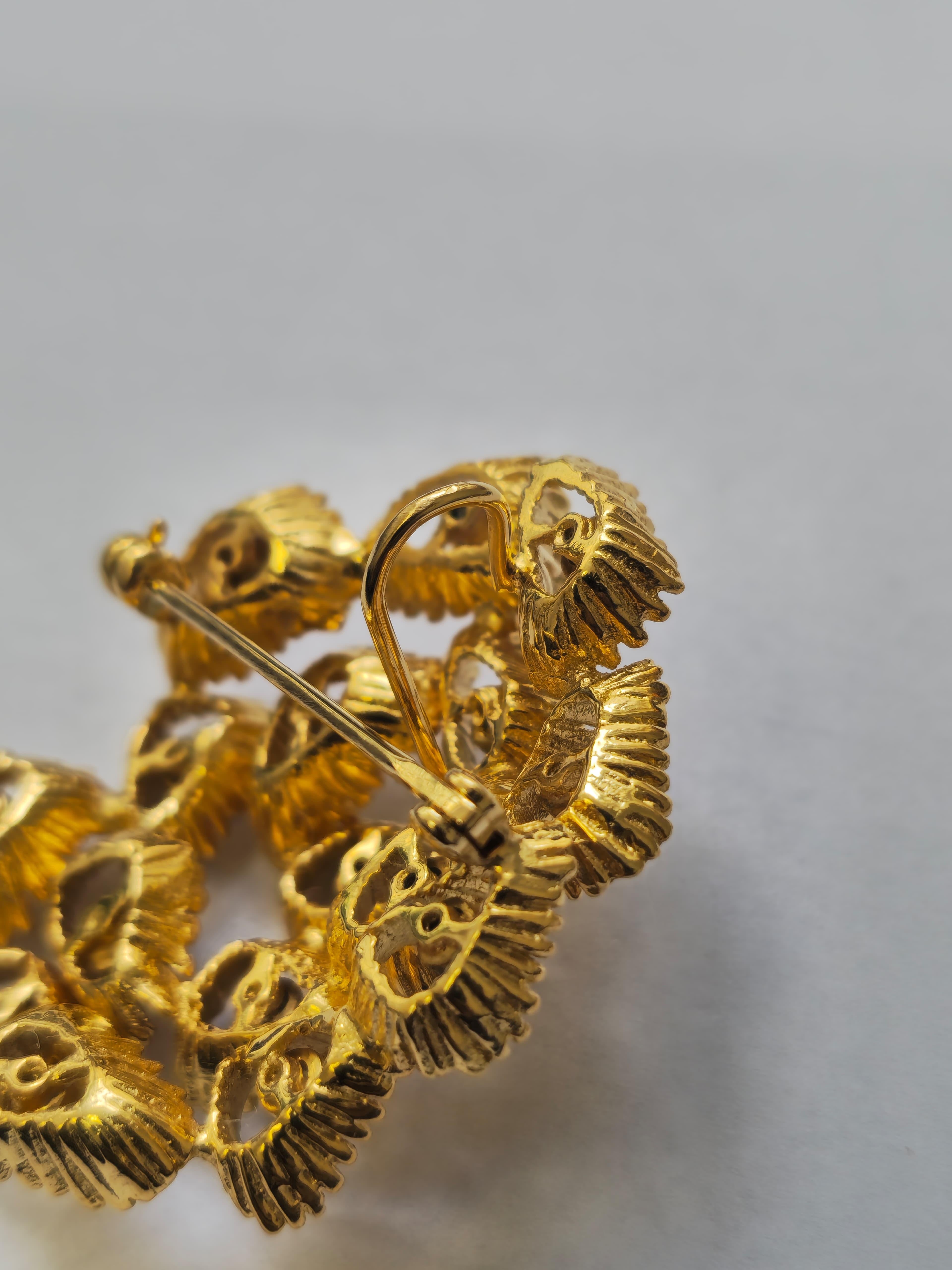 18k Gold Full Set: Ring, Earrings, Pendant/Pin For Sale 10