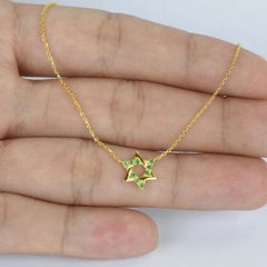 18k Gold Emerald Star of David Pendant Necklace Minimal Diamond Necklace