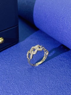 18K Gold Geometric Cuban Link Diamond Ring