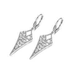 18K Gold Geometric Diamond Dangle Earrings – 0.69 Carats Total