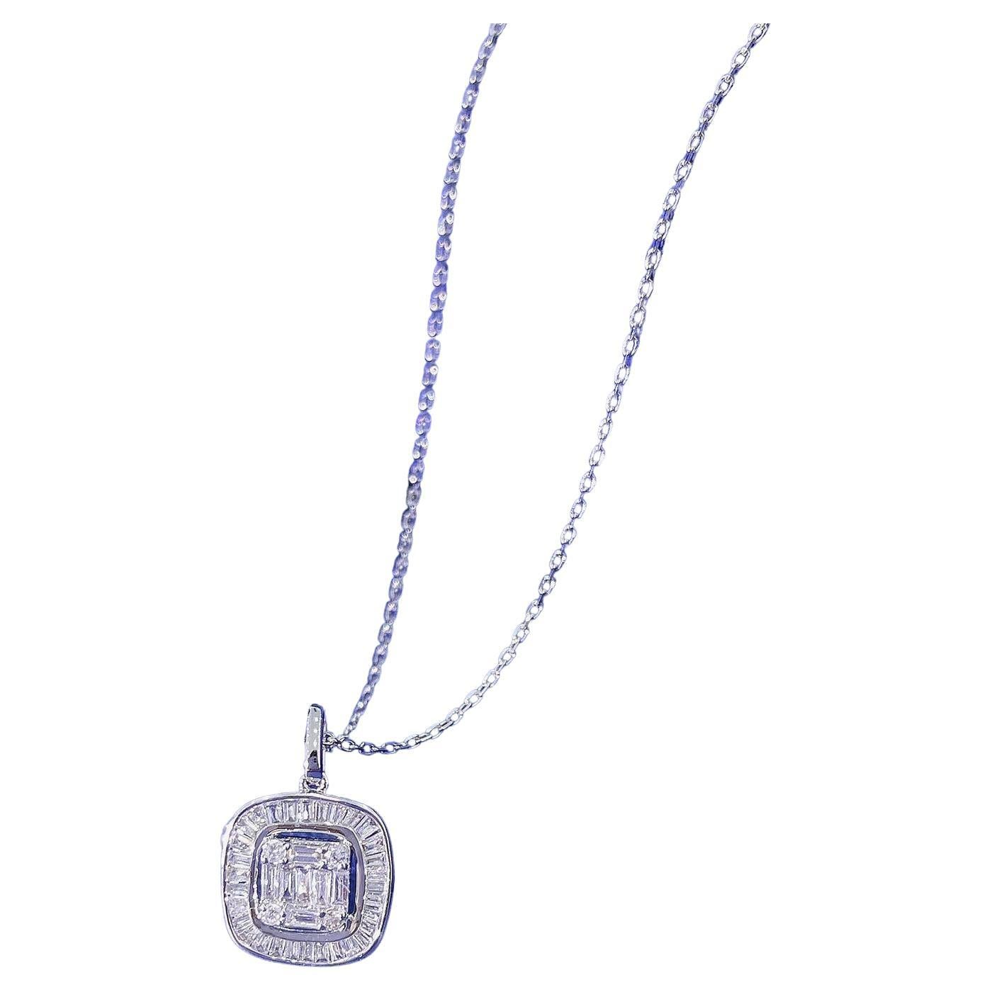 Geometrischer quadratischer Anhänger aus 18K Gold mit natürlichen Diamanten