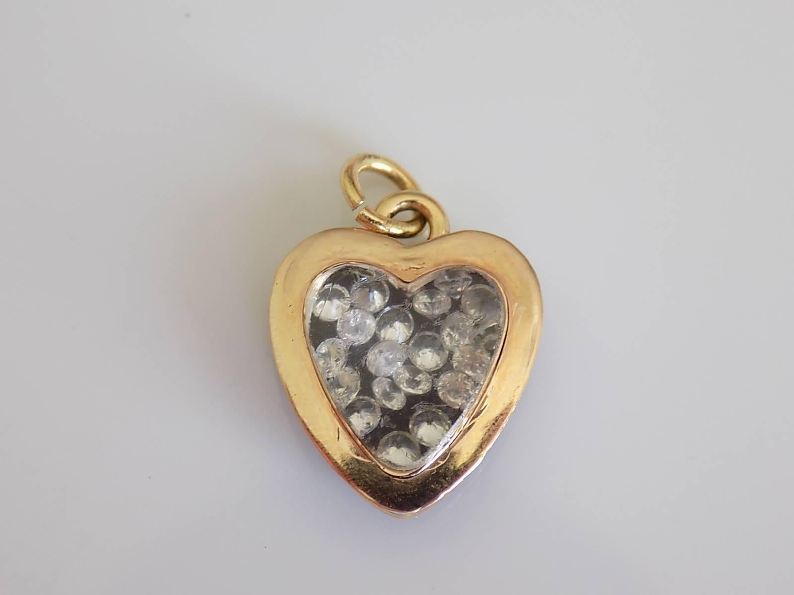 18K Gold Georgian Diamond Black Enamel Rose Cut Diamond HEG Heart Locket Pendant In Excellent Condition For Sale In Boston, Lincolnshire