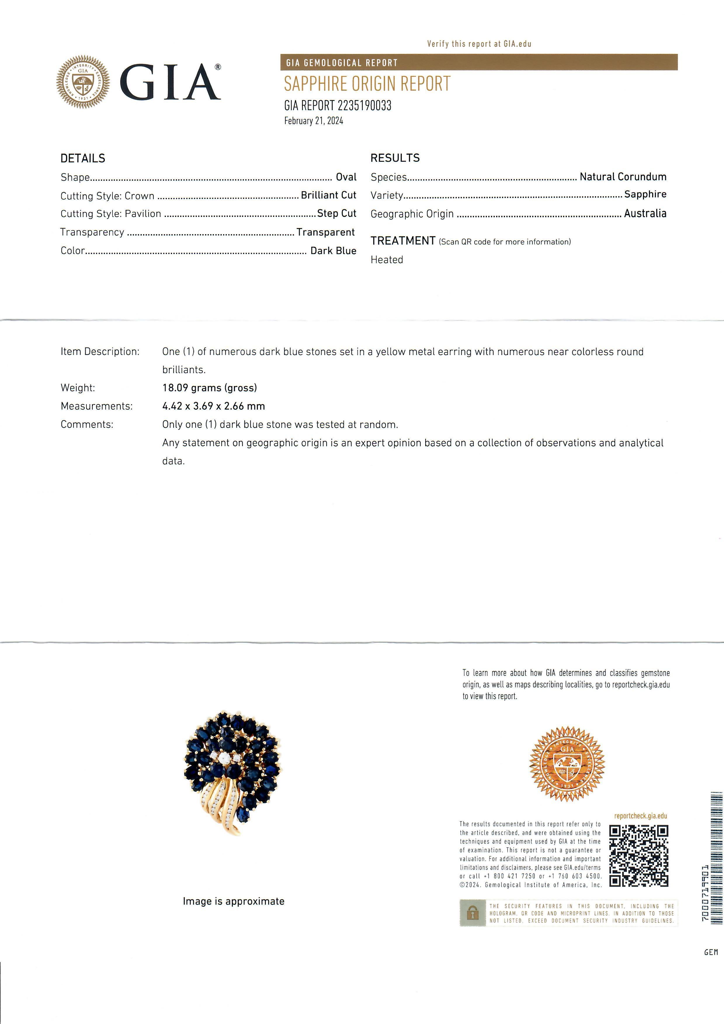 18K Gold GIA 20,65ctw Rubin Saphir & Diamant Große florale Statement-Ohrringe mit Blumenmuster im Angebot 3