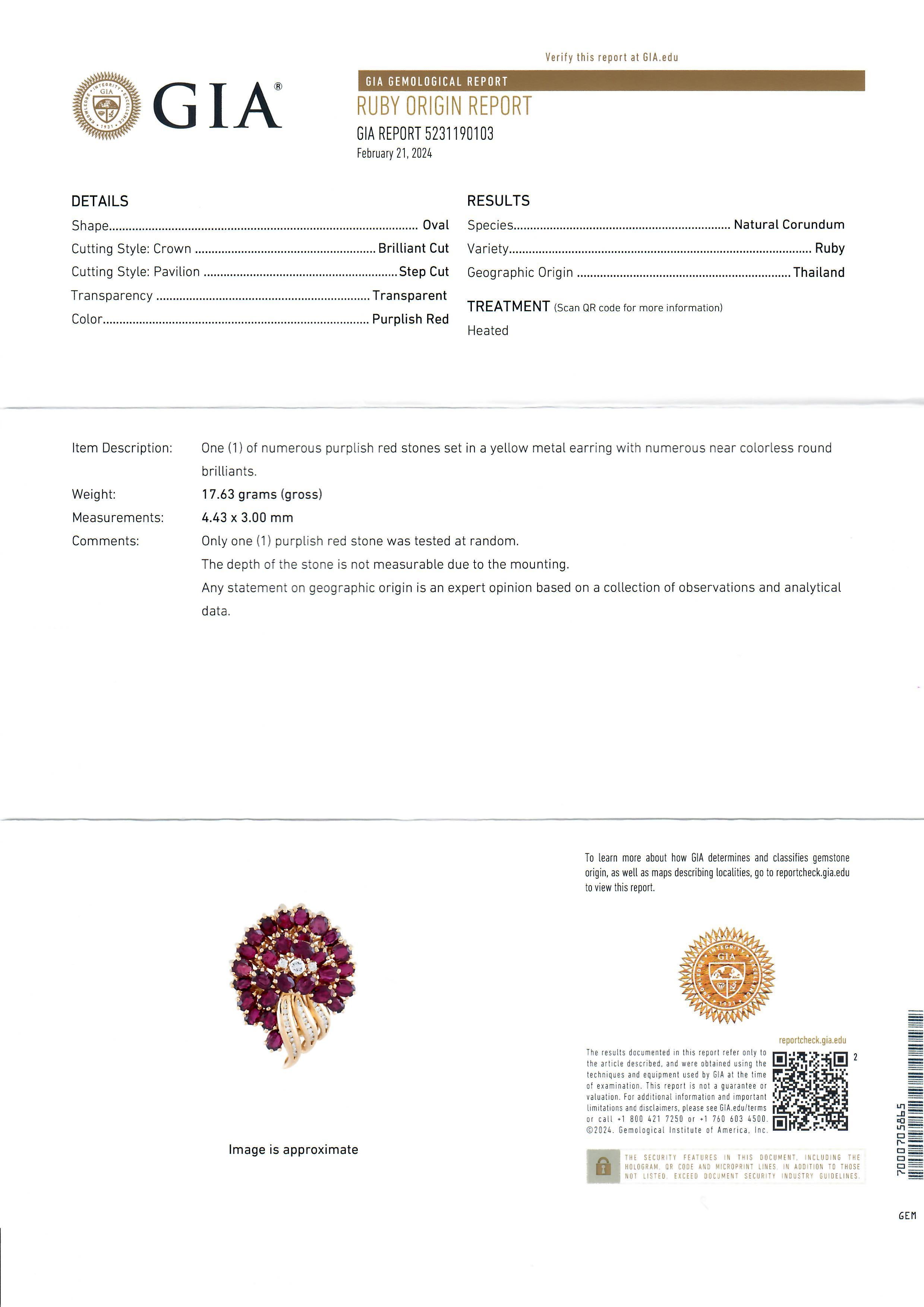 18K Gold GIA 20,65ctw Rubin Saphir & Diamant Große florale Statement-Ohrringe mit Blumenmuster im Angebot 4