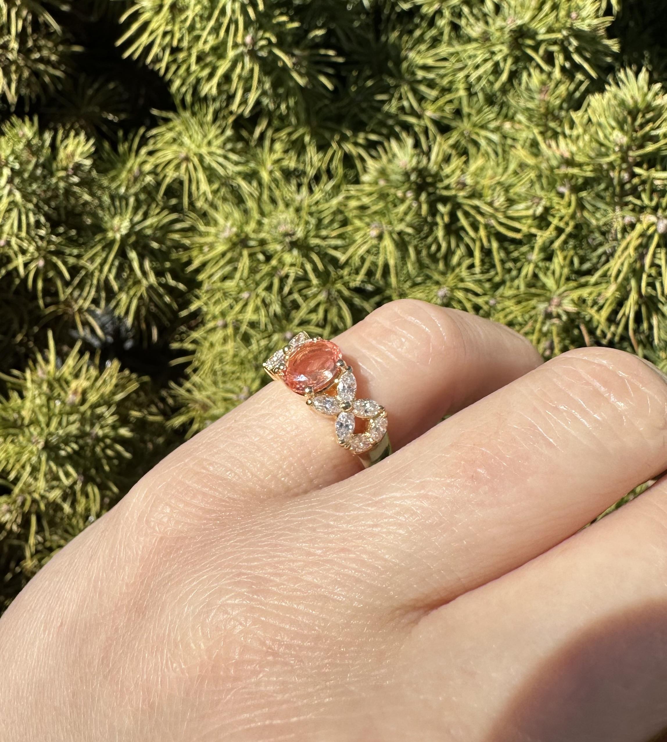 --Stone(s):--
(1) Natural Genuine Padparadscha Sapphire - Oval Brilliant Cut - Prong Set - Amazing Clean Orange Pink Color - NO HEAT - Ceylon - 1.28ct (exact - stamped)
** See Certification Details Below for Complete Info **
(12) Natural Genuine