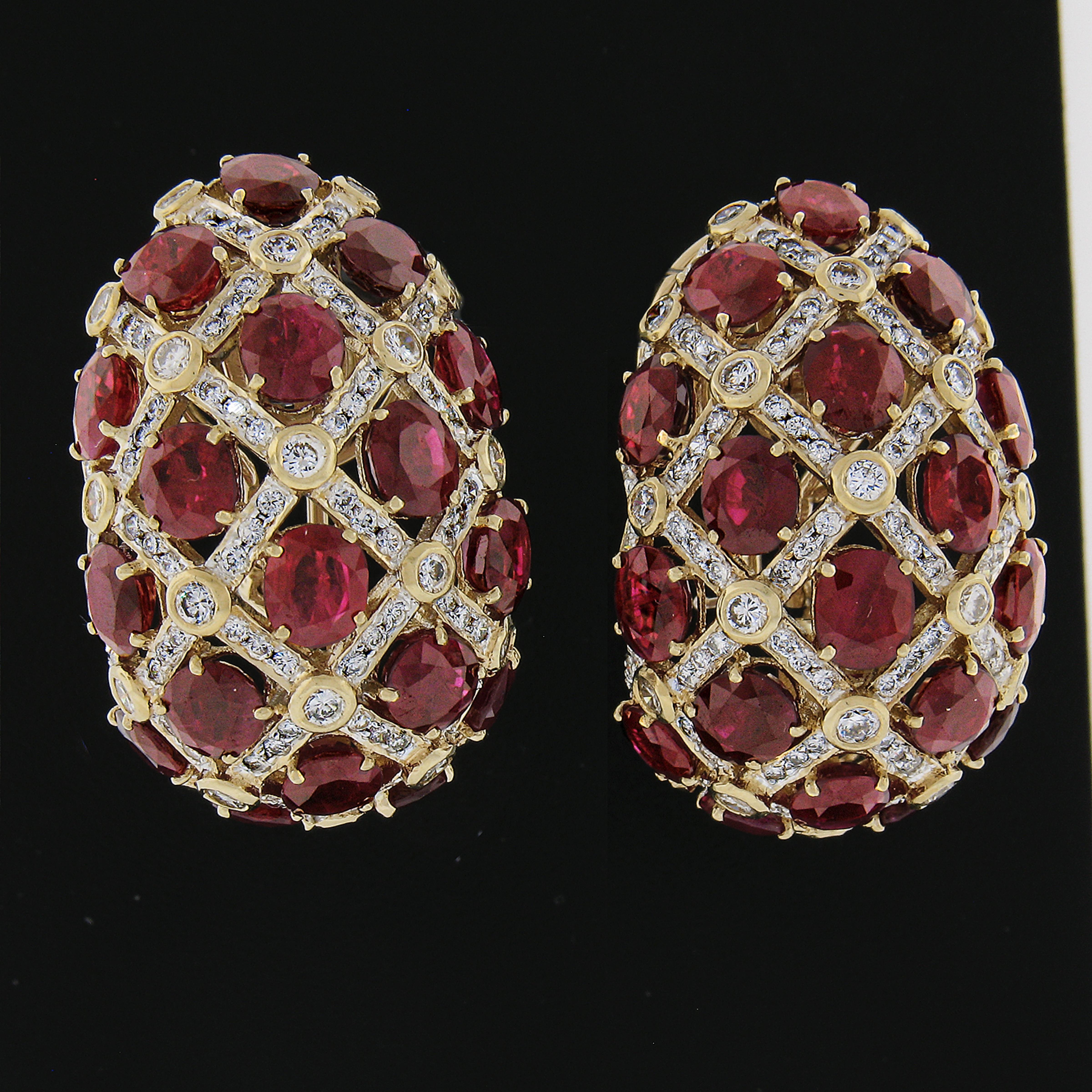 --Stone(s):--
(36) Natural Genuine Rubies - Oval Brilliant Cut - Prong Set - Vivid Red Color - Burma - Heated - Center stone weight at 0.87ct, 28-32ctw (approx. based on the certification)
** See Certification Details Below for Complete Info on the