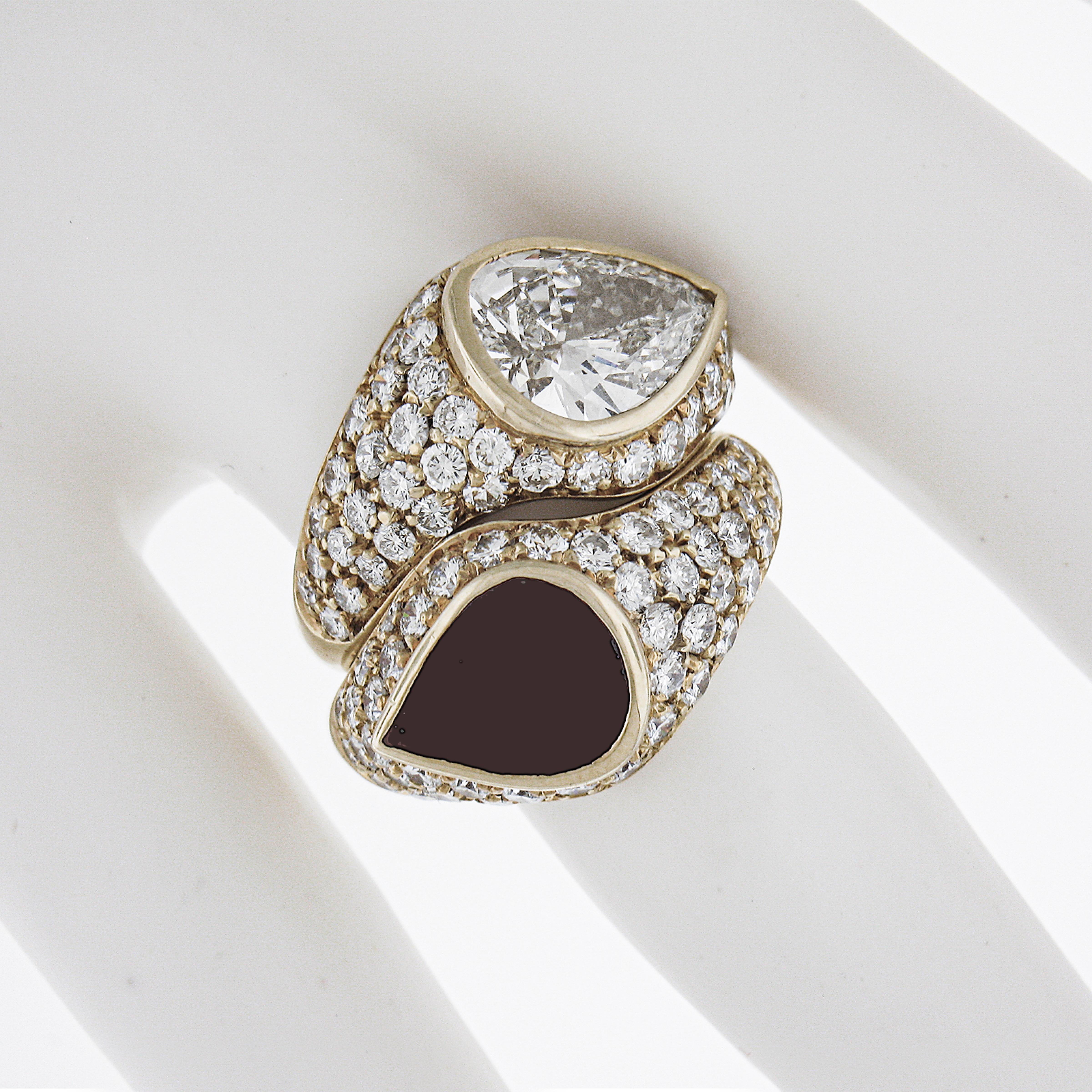 Donna Anello a incastro Moi Et Toi Bypass in oro 18k GIA 7,78ctw Pear Ruby & Diamond in vendita