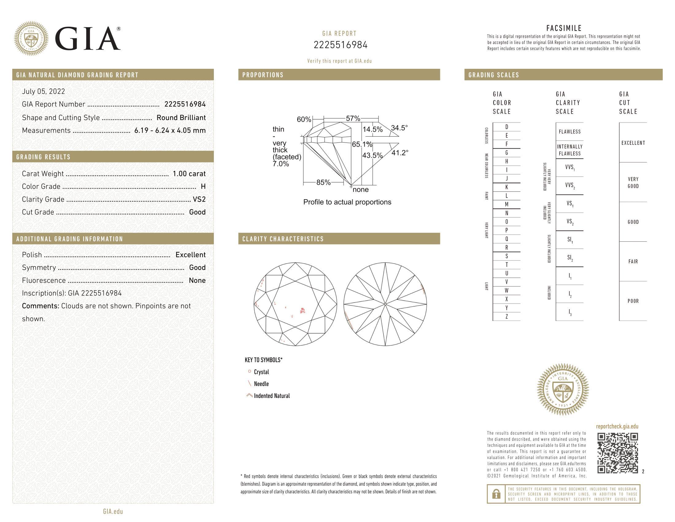 Clous d'oreilles en or 18 carats certifiés GIA, d'un poids total de 2,02 carats en vente 2