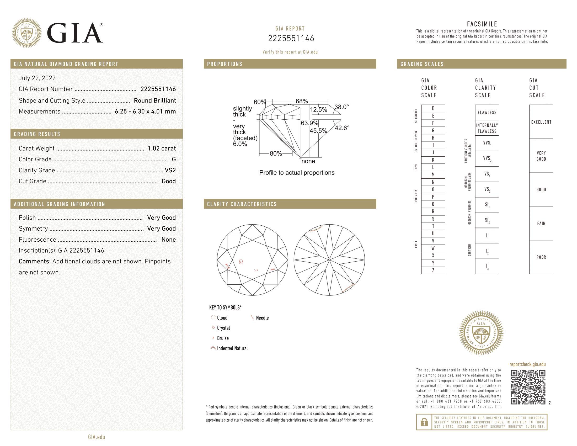Clous d'oreilles en or 18 carats certifiés GIA, d'un poids total de 2,02 carats en vente 3