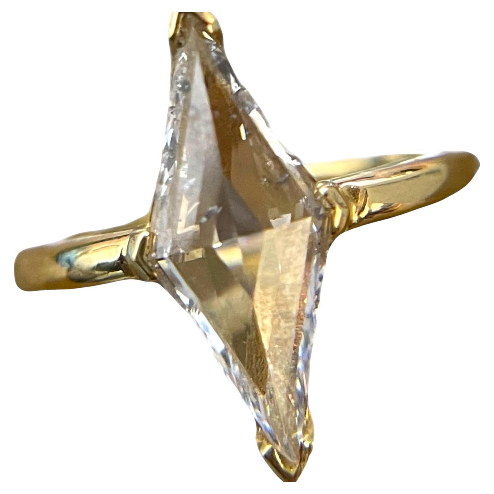 18K Gold GIA Certified 2.02ct Lozenge-Cut Diamond Ring