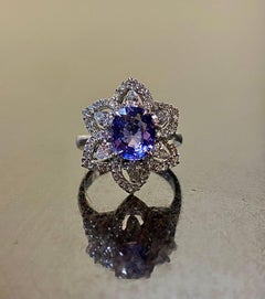 18K Gold GIA Certified 2.14 Carat Color Change Garnet Diamond Engagement Ring