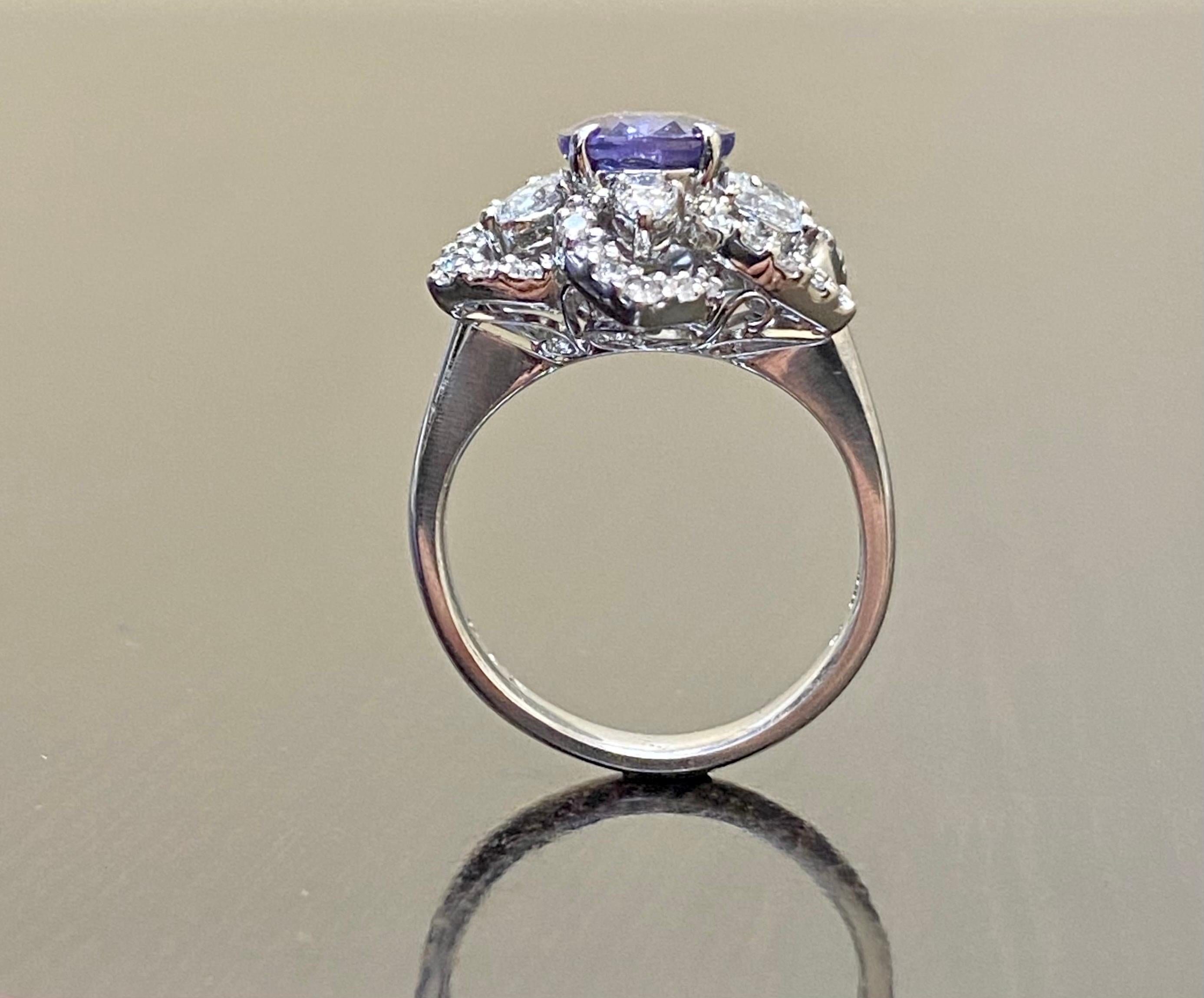 Art Deco 18K Gold GIA Certified 2.14 Carat Color Change Garnet Diamond Engagement Ring For Sale