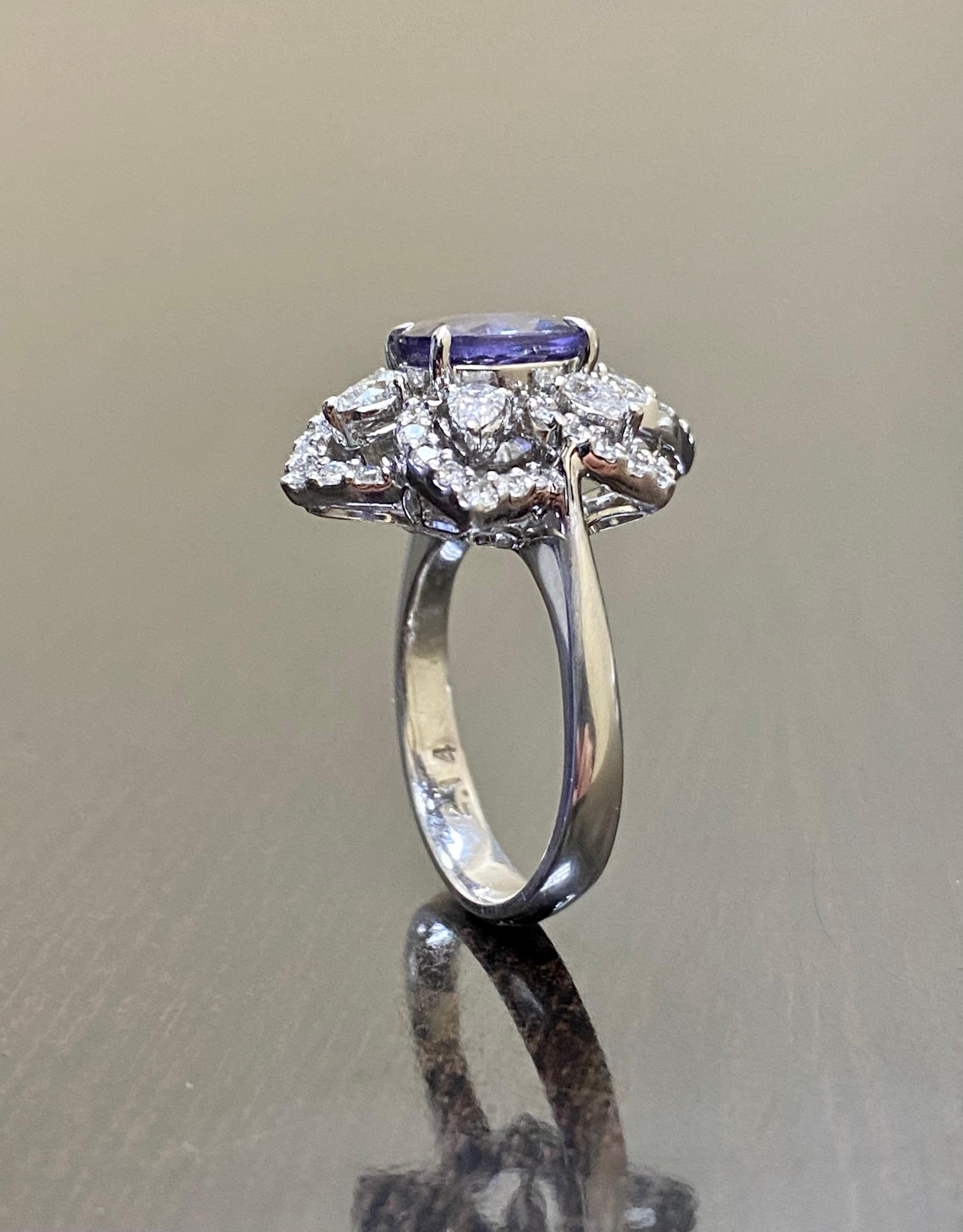 18K Gold GIA Certified 2.14 Carat Color Change Garnet Diamond Engagement Ring For Sale 1