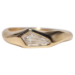 18k Gold GIA Certified Natural Modified Kite Step Cut Diamond Solitaire Ring