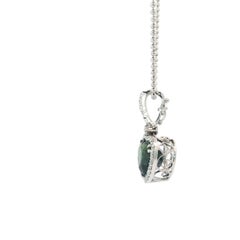 18K Gold GIA Certified No-Heat Green Sapphire And Diamond Heart Pendant