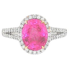 Anillo de oro de 18 quilates con certificado GIA de zafiro rosa vivo de 3,06 ct Tamaño 6,5
