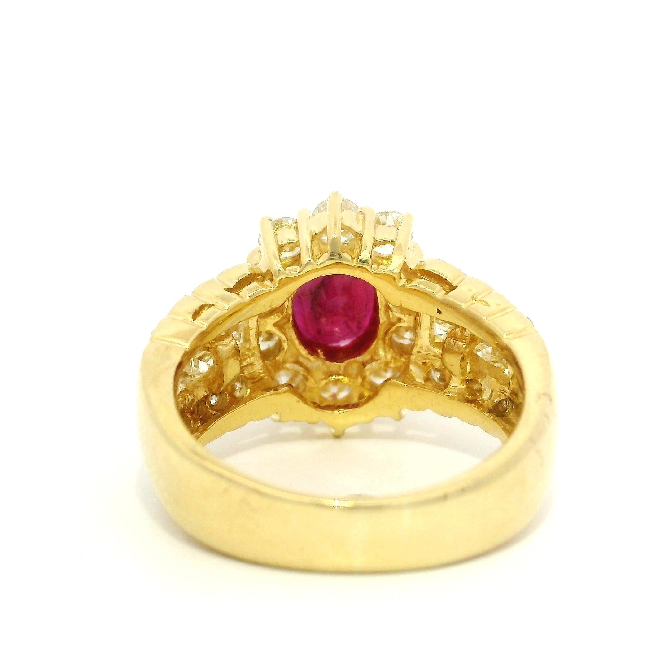 Anello da cocktail floreale con rubino ovale e diamanti in oro 18k GIA di alta qualità da 2,81ctw in vendita 8