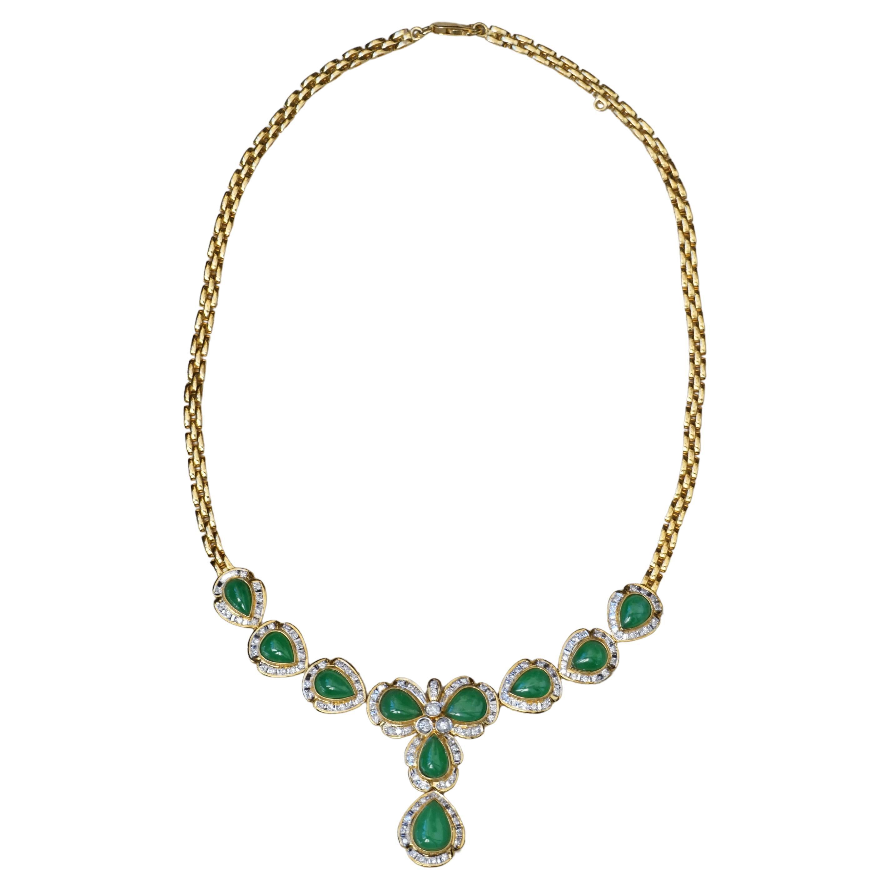 18K Gold GIA Jadeite 'Grade A' Jade Necklace