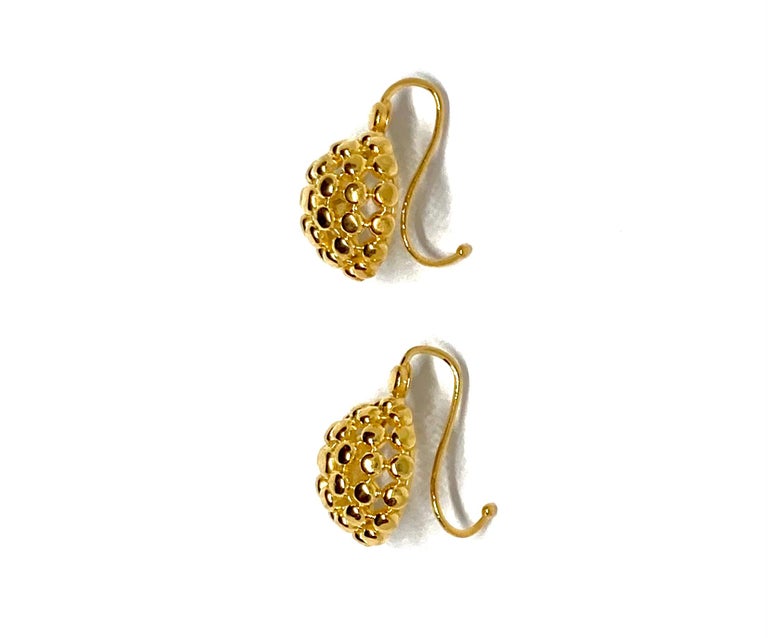 22K Yellow Gold Globe Earrings by Romae Jewelry Inspired by Ancient Roman Designs. Our dazzling 
